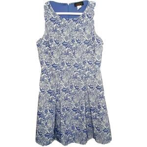 Fury Sleeveless Floral Pattern A Line Floral Blue Summer Dress Medium